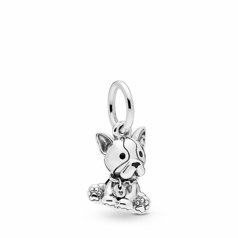 Pandora Bulldog Puppy Dangle Charm Ireland - Sterling Silver/Enamel/Black - 652389SNM